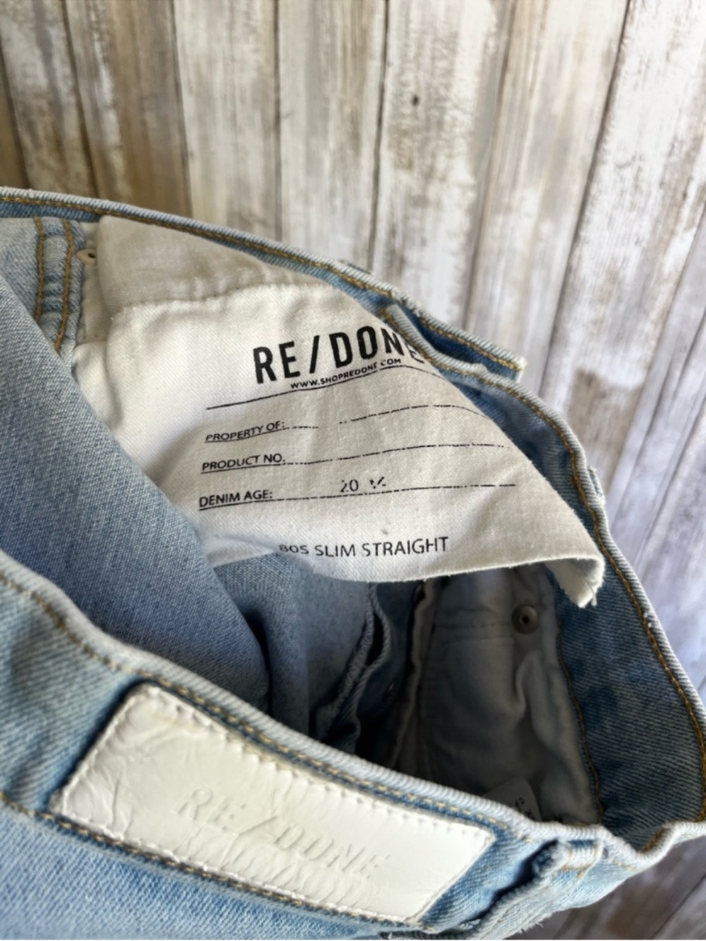 RE/DONE 80s Slim Straight Distressed Light Wash Jeans Size 26 - Picture 8 of 9